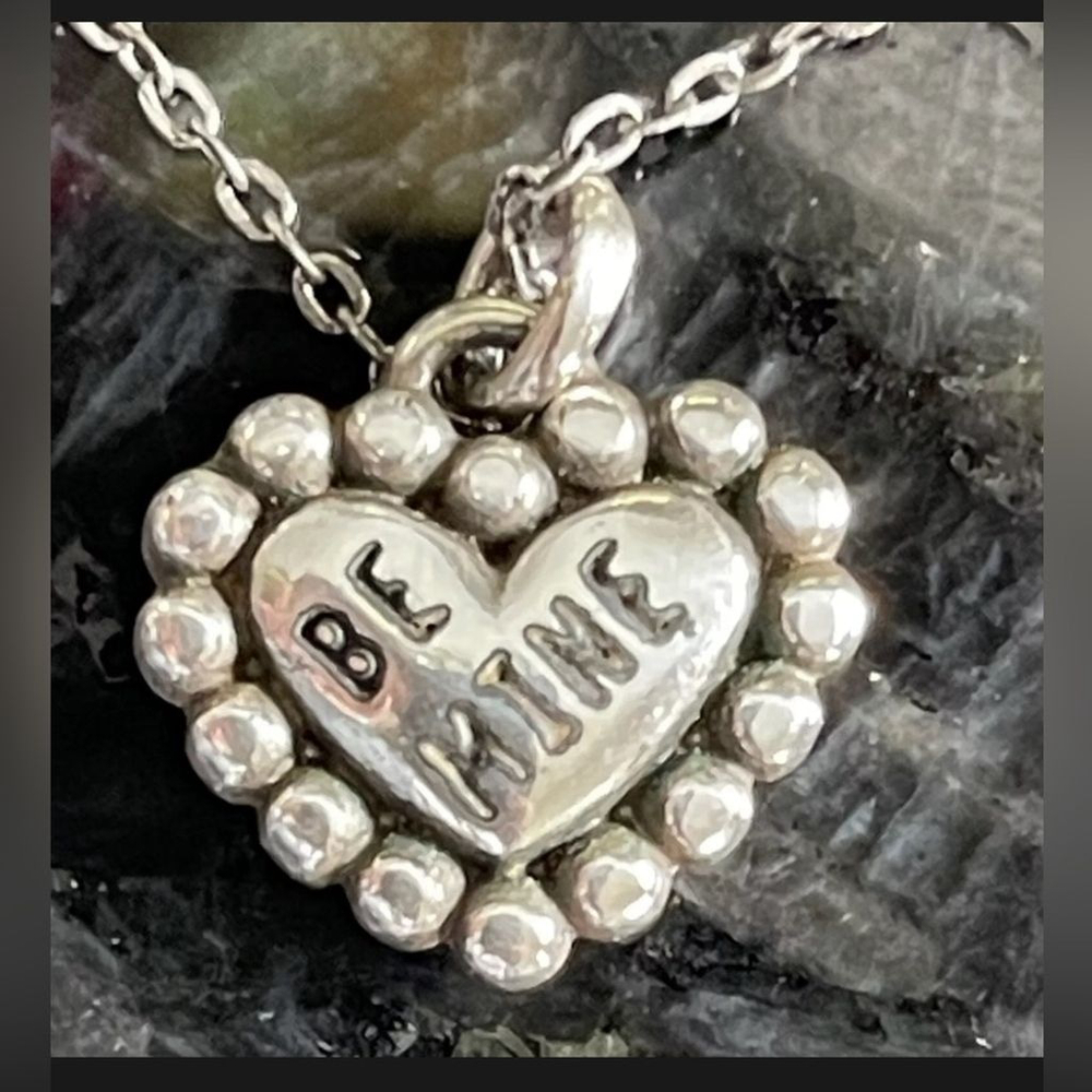 Brighton Necklace Love Be Mine Reversible Heart Pendant Silver Tone Signed 2107